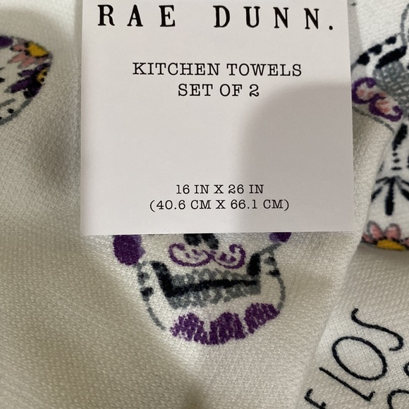 NWT Rae Dunn Sugar Skull Dia de los muertos kitchen towels - Picture 4 of 4